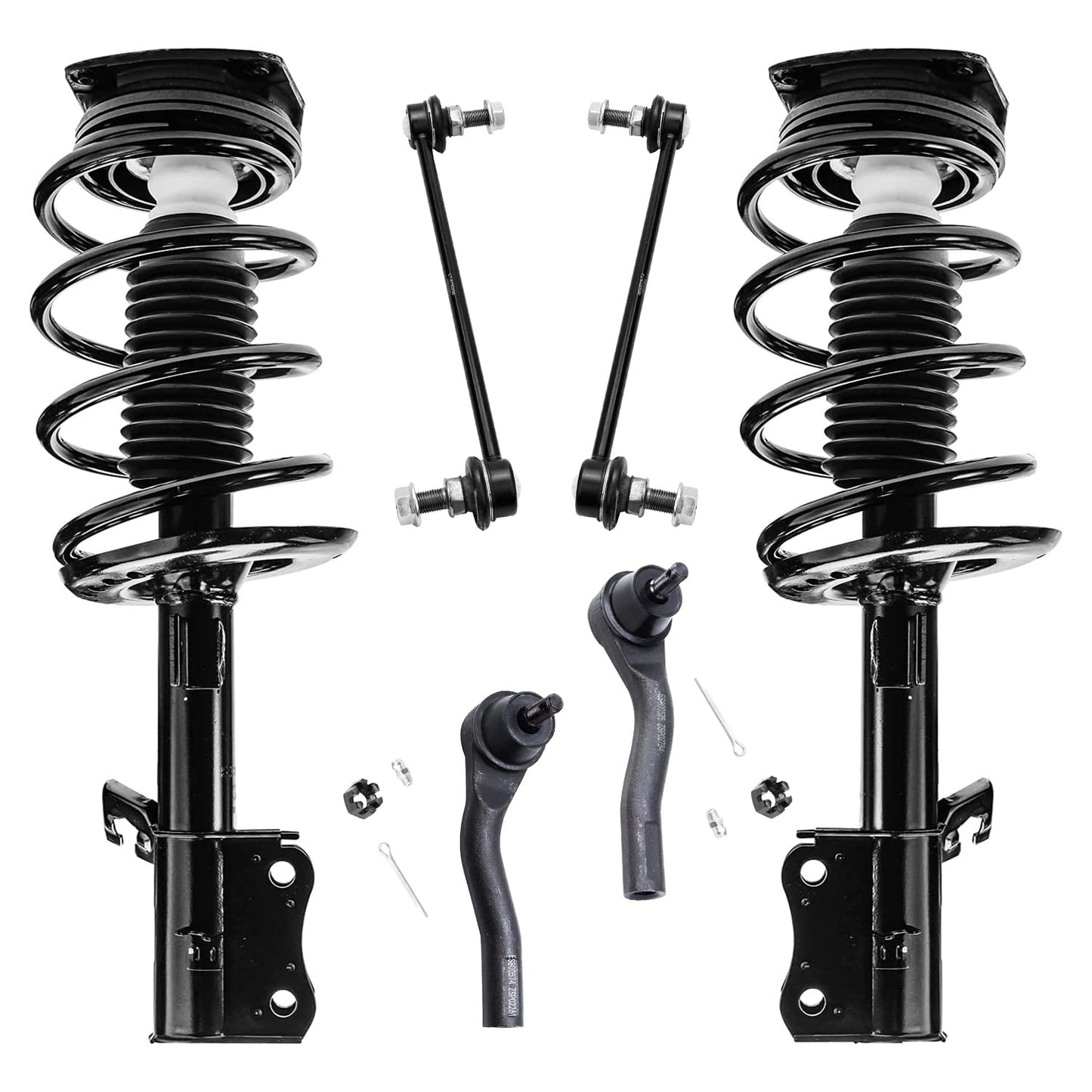 Detroit Axle - 6pc Front Struts Kit for 2007-2012 Nissan Sentra [Base S SL SR] Complete 2 Front Struts with Coil Spring 2 Sway B
