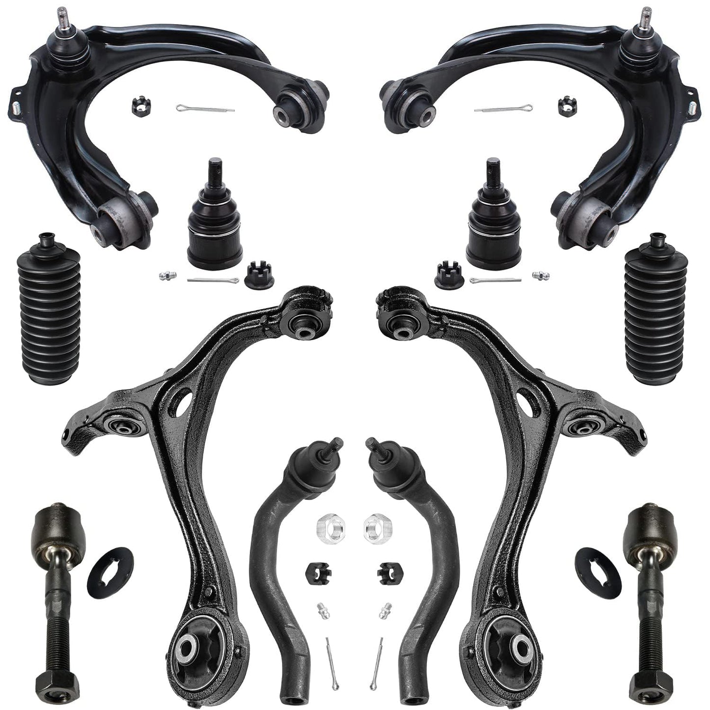 Detroit Axle - 3.0L Front End Suspension Kit for 2003-2006 Honda Accord, 4 Control Arms w/Ball Joint Upper 4 Tie Rods 2 Lower Ba