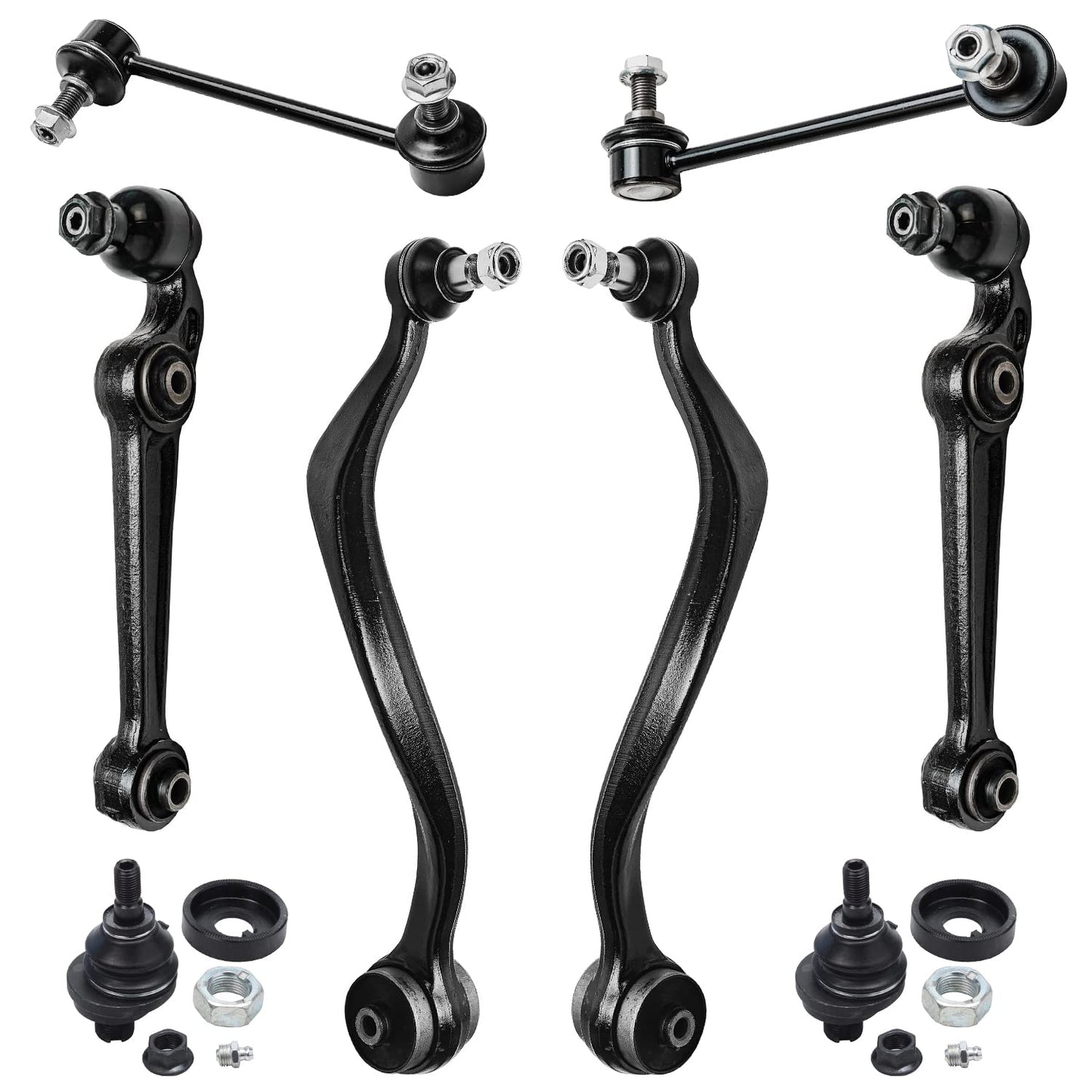 Detroit Axle - 8pc Front End Suspension Kit for Ford Fusion Mercury Milan Lincoln MKZ, Lower Rearward Forward Control Arms with