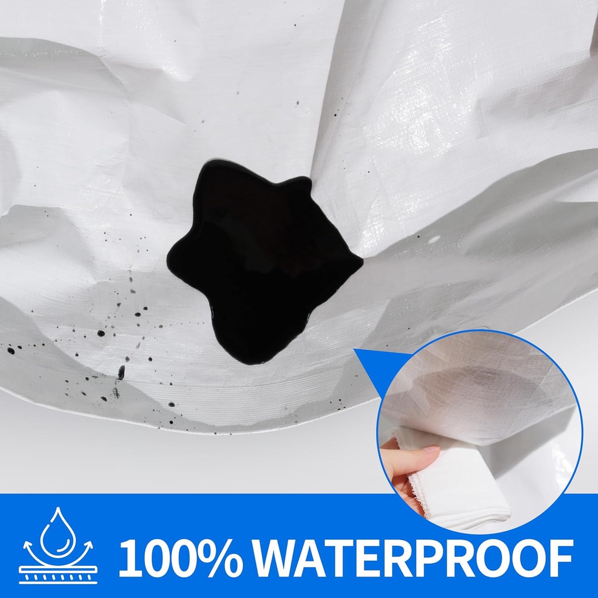 Tarp 40x50 ft Heavy Duty 12mil 100% Waterproof High Durability Multipurpose,Uv Resistant,White Tarp Suitable for Swimming Pools, Boats, Camping, Courtyards, Etc -by MVPNET