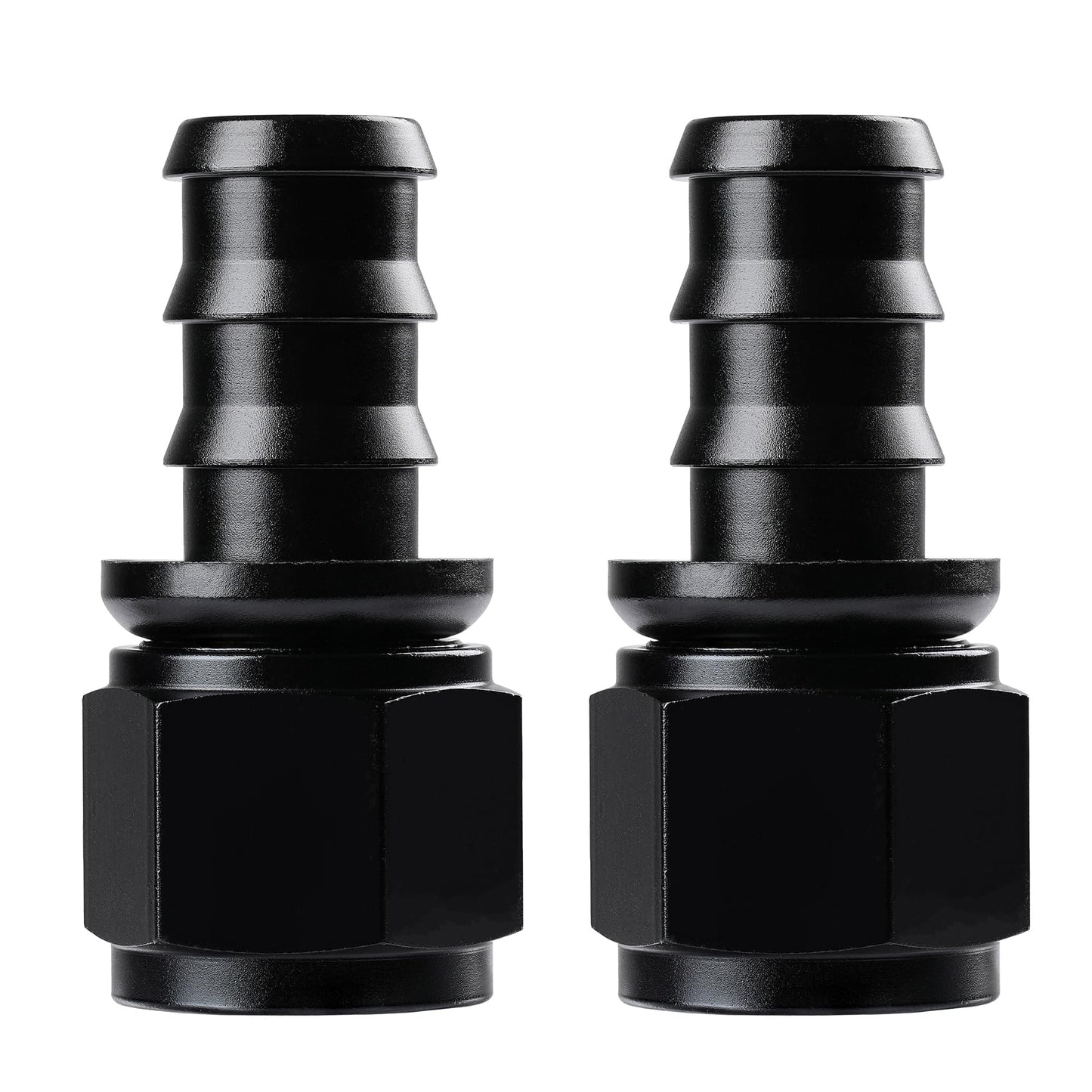 Ucreative 12AN Straight Push Lock Hose Fitting End Black 2PCS