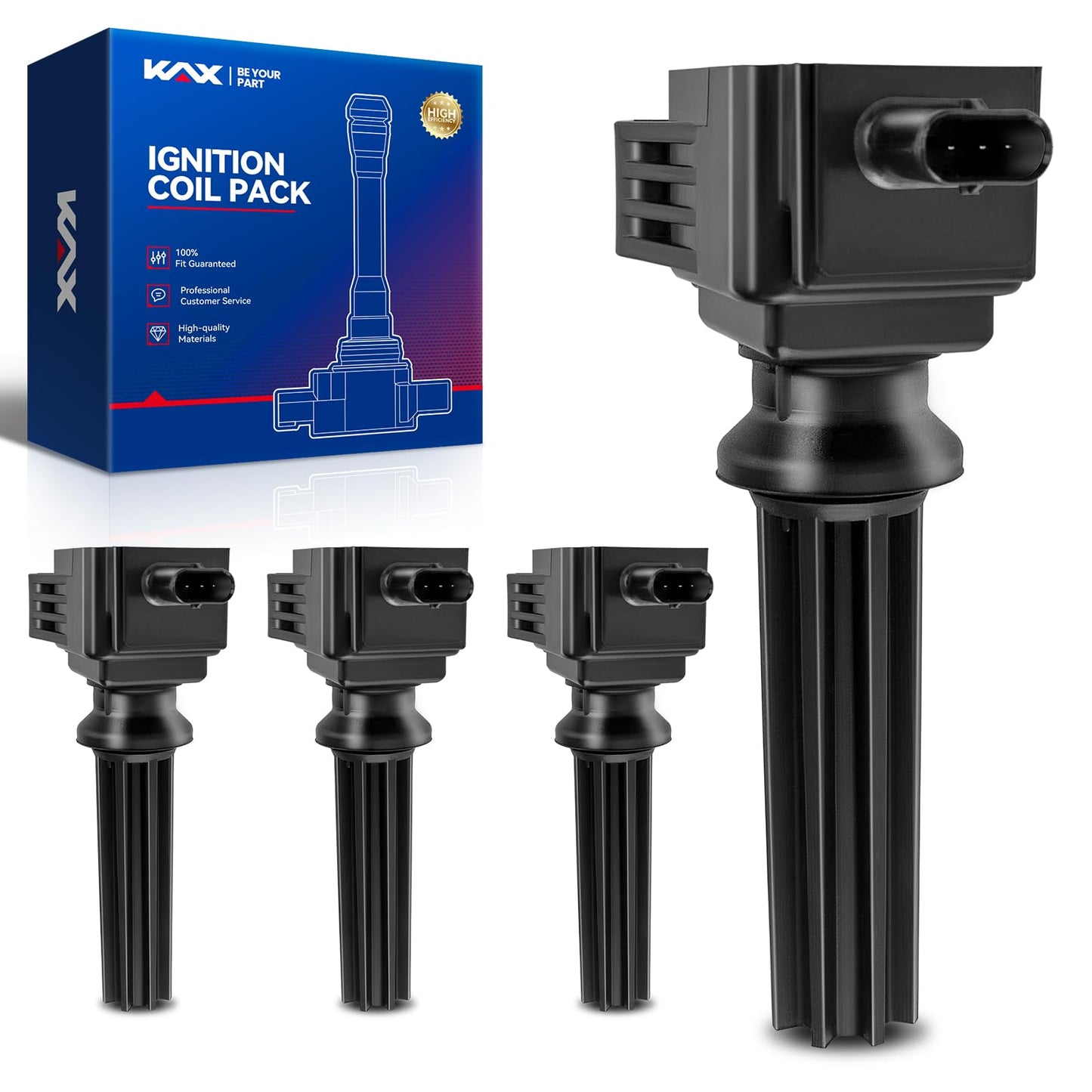 KAX Pack of 4 Ignition Coil Set for Ford Focus 2012-2018 2.0L/2.0T/2.3T, Escape 2013-2019 2.0T, Fusion 2013-2020 2.0T/2.0L/2.5L,
