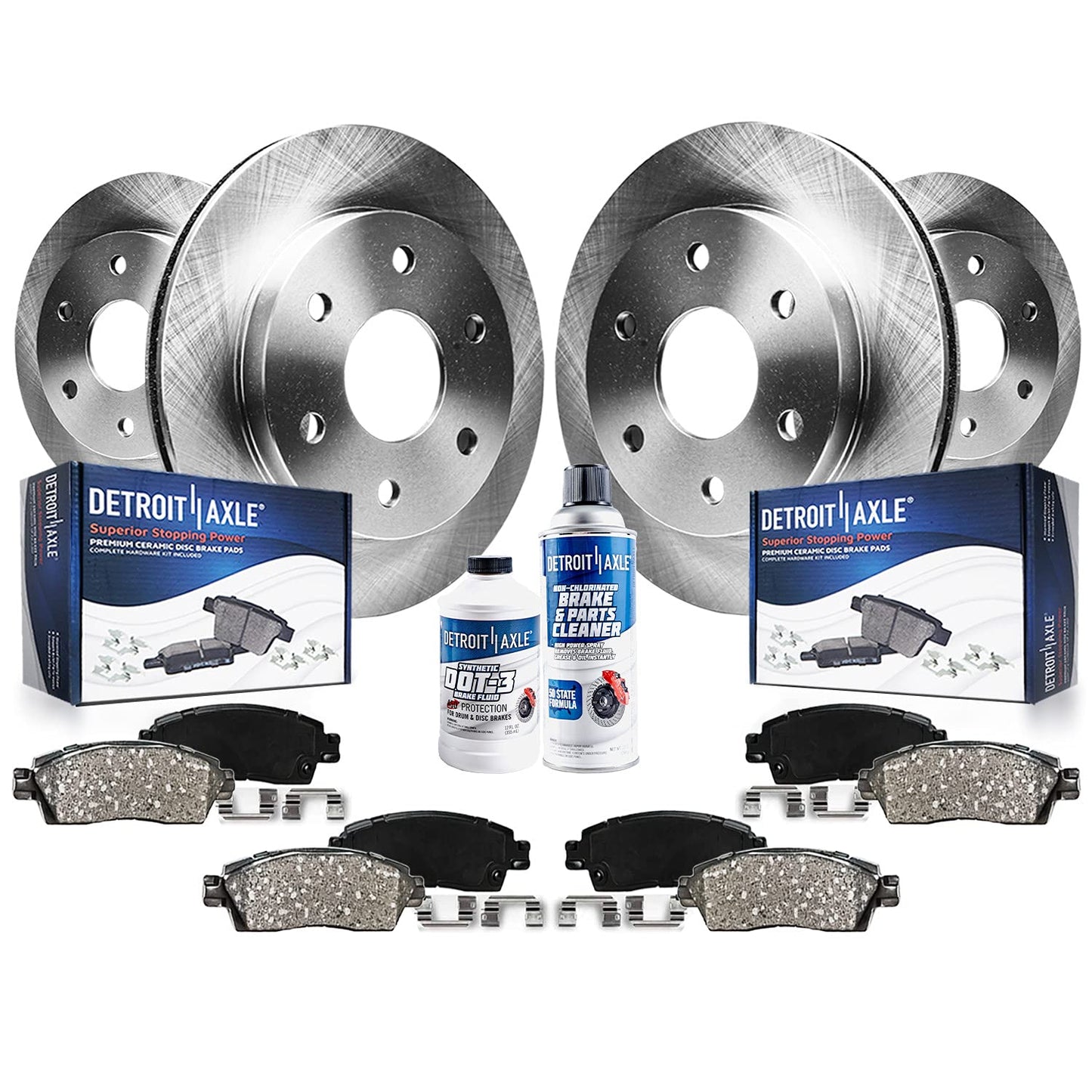 Detroit Axle - Brake Kit for 4WD 6 Lugs Ford F-150 Lincoln Mark LT Disc Brake Rotors Ceramic Brakes Pads Front and Rear Replacem