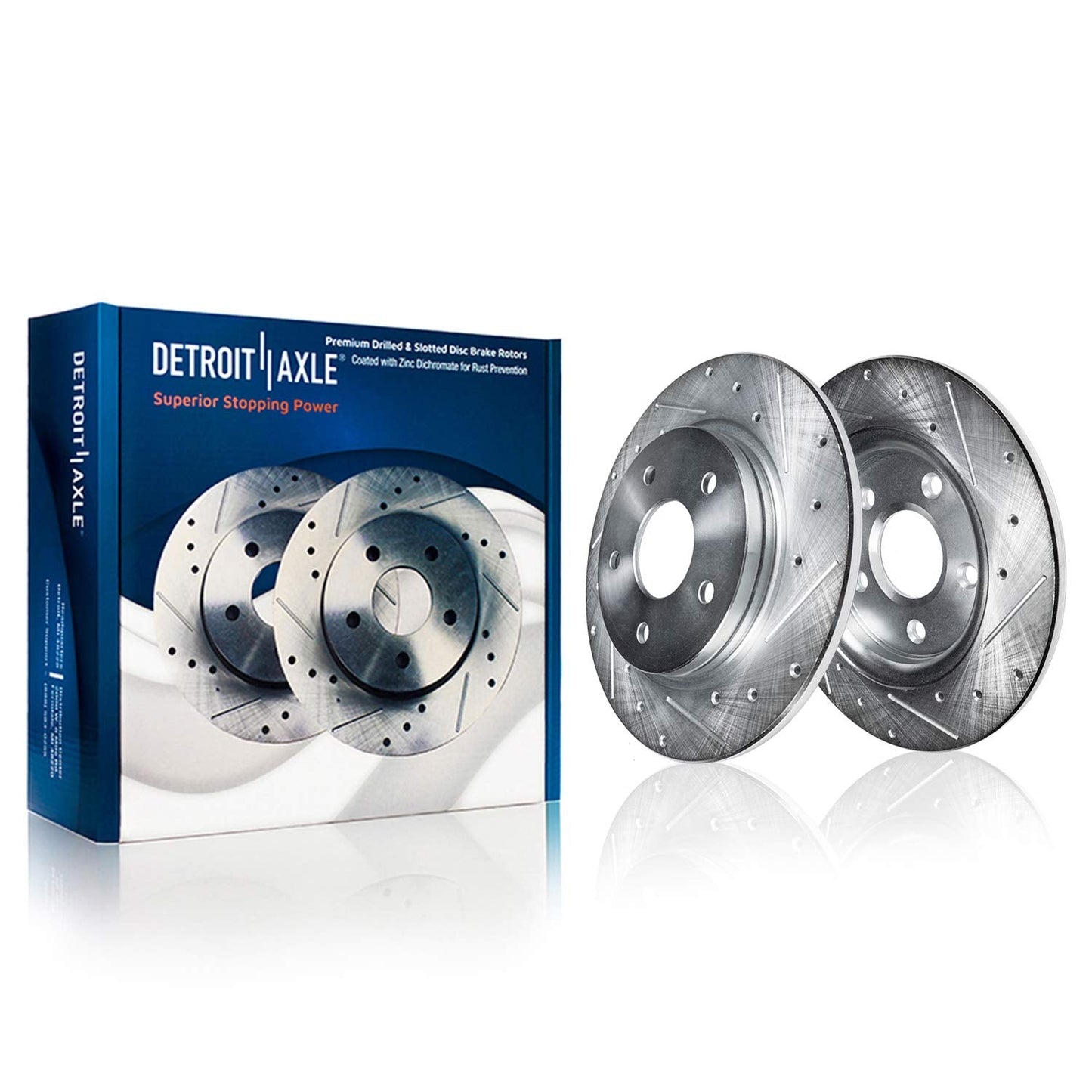 Detroit Axle - Rear Brake Rotors for 1996-2002 Ford Crown Victoria Mercury Grand Marquis Lincoln Town Car Drilled Slotted Disc B
