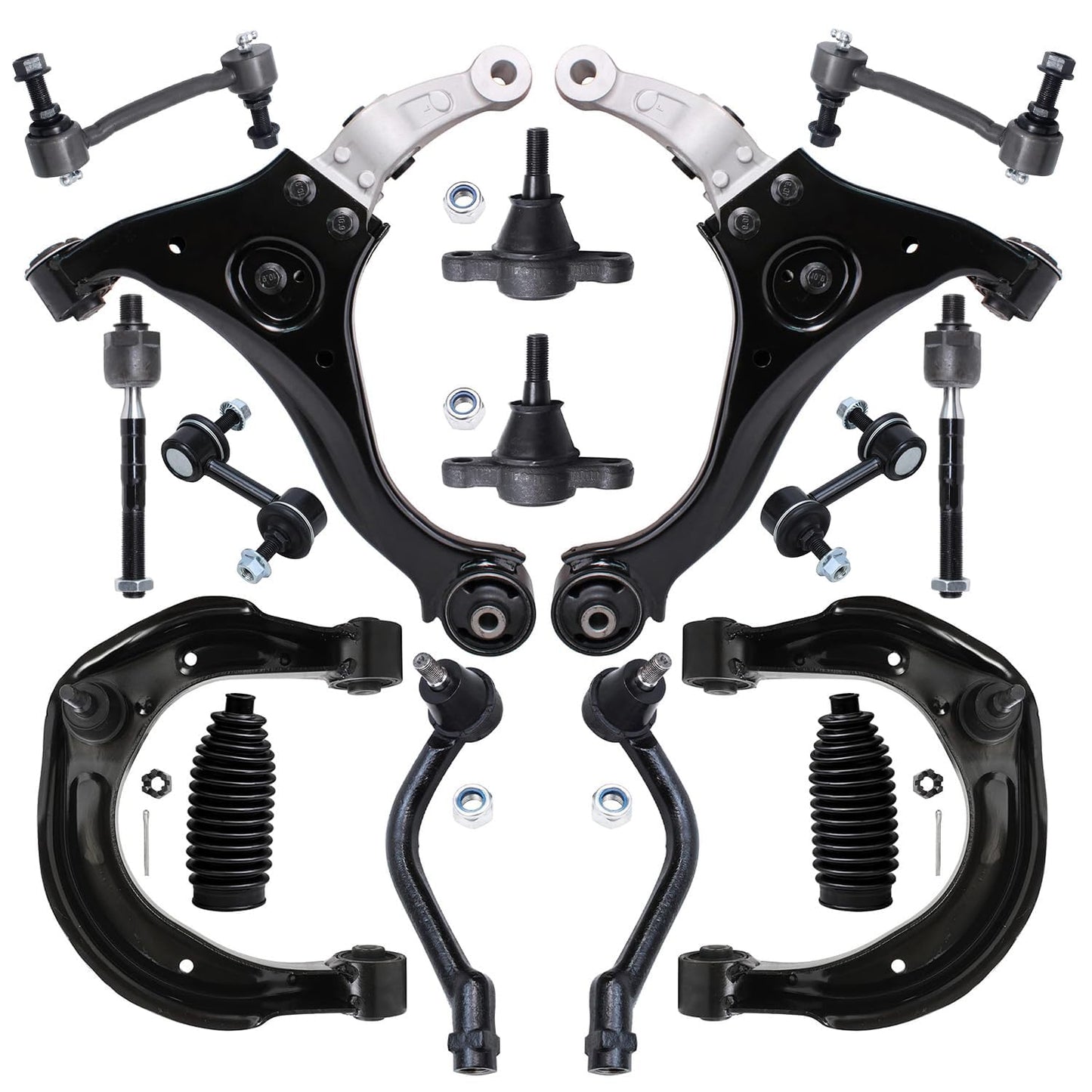 Detroit Axle - Front End 16pc Suspension Kit for 2006 2007 2008 Hyundai Sonata, 4 Control Arms 4 Tie Rods 2 Ball Joints 4 Front