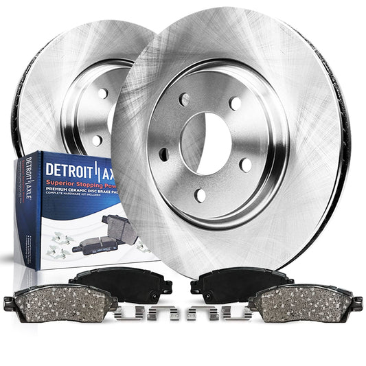 Detroit Axle - Front Brake Kit for 2012-2019 Tesla Model S, 2016-2019 Tesla Model X, Disc Brake Rotors Ceramic Brakes Pads with