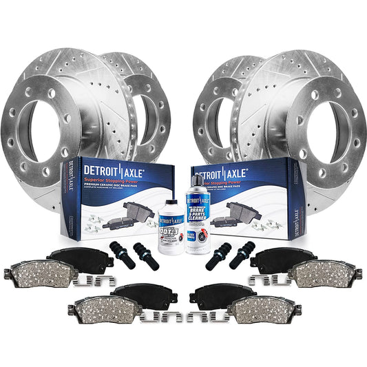 Detroit Axle - Brake Kit for Chevy Express 2500 3500 Drilled & Slotted Brake Rotors and Ceramic Brakes Pads Replacement: 12.80 i