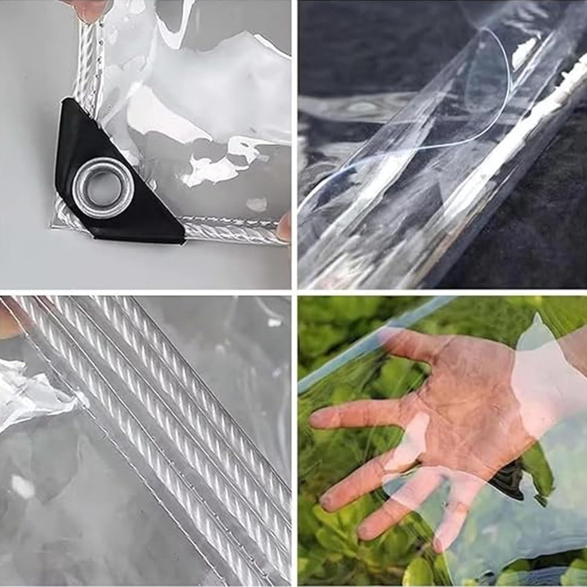 8' X 10' Clear Tarps Heavy Duty Waterproof PVC Vinyl 14 Mil Thick, Glass Tarpaulin with Metal Grommets, Protects Against Water, Tear, Cold Weather Resistan for Greenhouse Balcony Garden