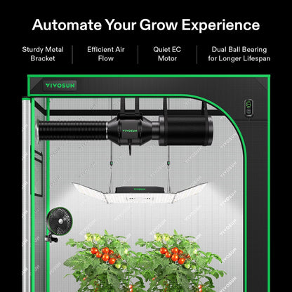VIVOSUN Smart Air Filtration G4 Kit 4", AeroZesh G4 Inline Duct Fan with E12 Speed Controller, Carbon Filter & 8' Ducting, Cooling & Ventilation System for Grow Tents, Indoor Gardening, Hydroponics