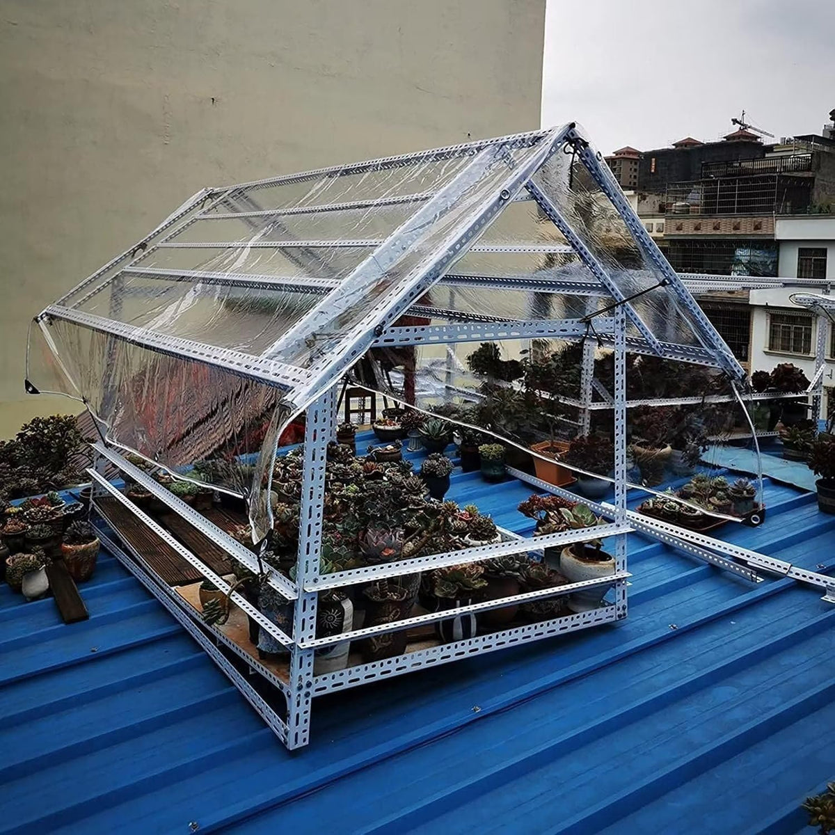 6' X 8' Clear Tarps Heavy Duty Waterproof PVC Vinyl 14 Mil Thick, Glass Tarpaulin with Metal Grommets, Protects Against Water, Tear, Cold Weather Resistan for Greenhouse Balcony Garden