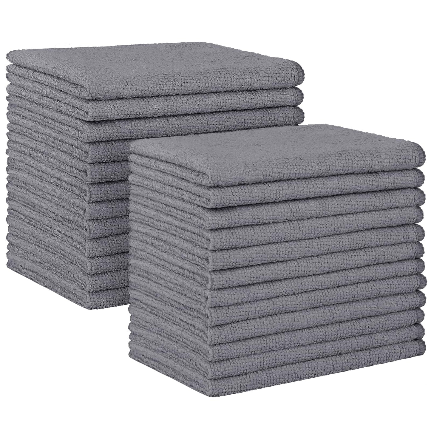 HOMEXCEL Grey Microfiber Cleaning Cloth, 24 Pack Absorbent Cleaning Rags, Lint-Free, Streak-Free Cleaning Towels for Car Kitchen