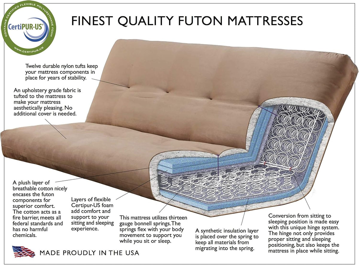 Kodiak Furniture Phoenix Full Size Futon In Butternut Finish, Linen Stone