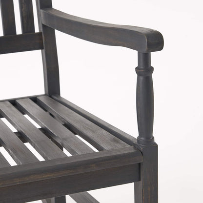 Great Deal Furniture GDFStudio Outdoor Acacia Wood Rocking Chairs (Set of 2), Dark Gray