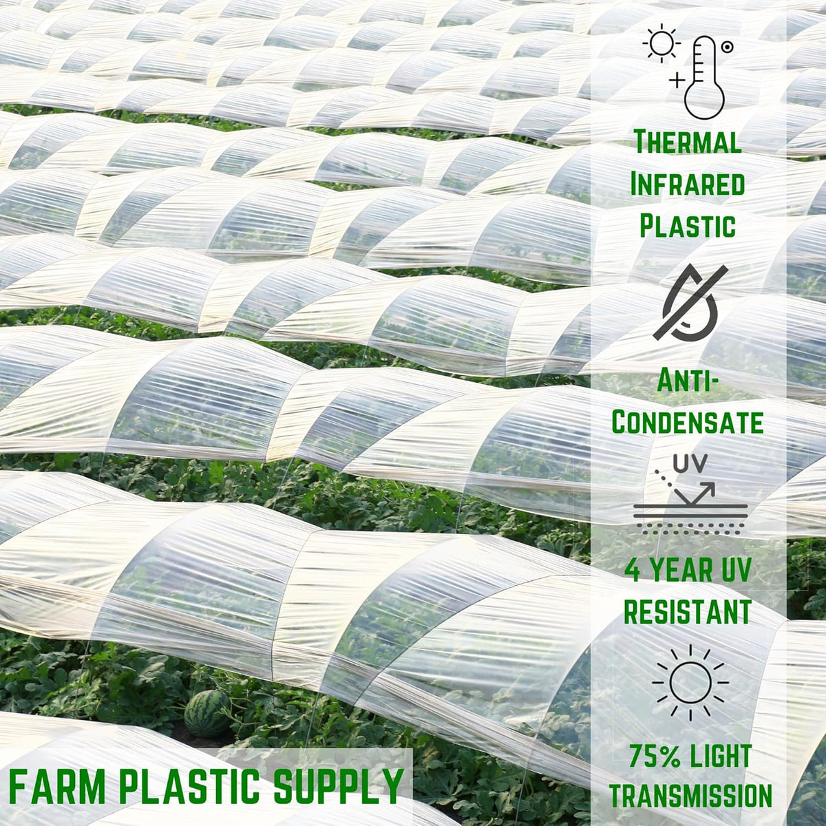 Farm Plastic Supply - Clear Coolmax Greenhouse Plastic Sheeting - 6 Mil - 4 Year UV Resistant Infrared Anti-Condensate Green House Covering Thermal Greenhouse Plastic 6 mil (20' x 60')